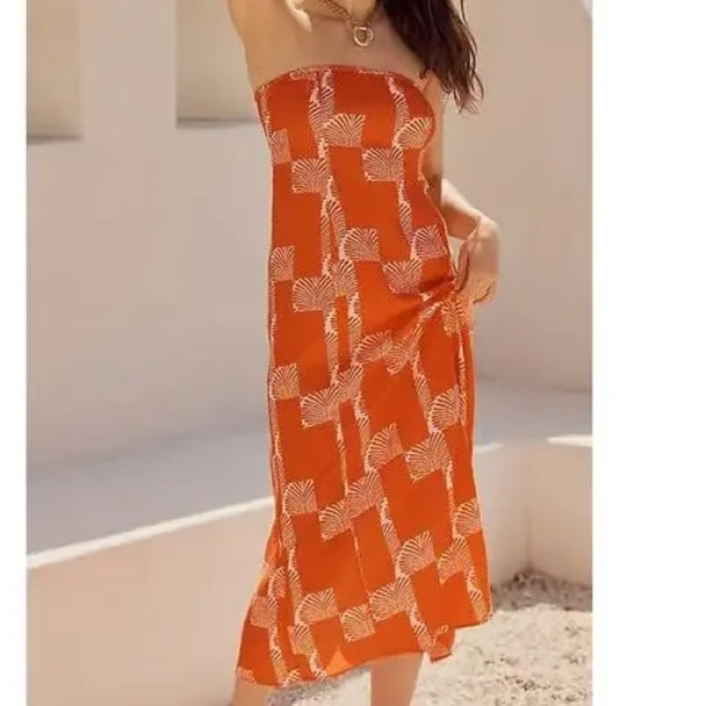 Anthropologie Aliza Strapless Smocked Midi Dress – Size L